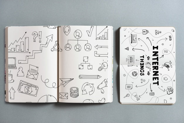 Free Open Book Mockup With Iot Concept Psd