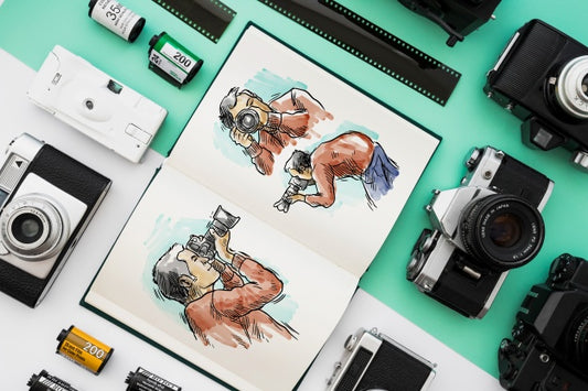 Free Open Book Mockup With Photography Concept Psd