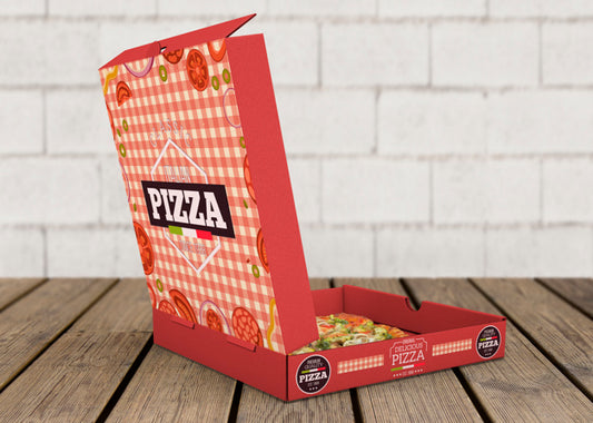 Free Open Pizza Box Mockup Psd