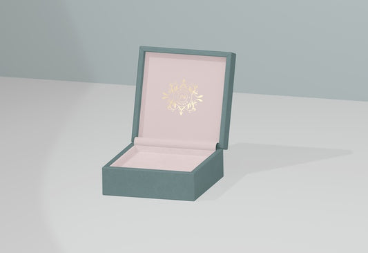 Free Opened And Empty Jewelry Box With Golden Symbol Psd