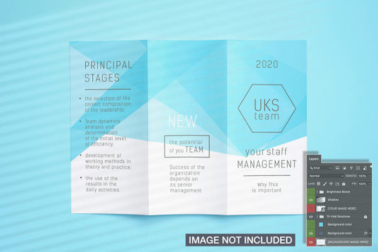 Free Opened Tri-Fold Flyer Mockup Psd