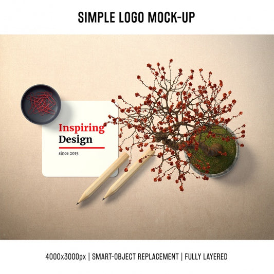 Free Paper With Bonsai Tree Mock Up Psd