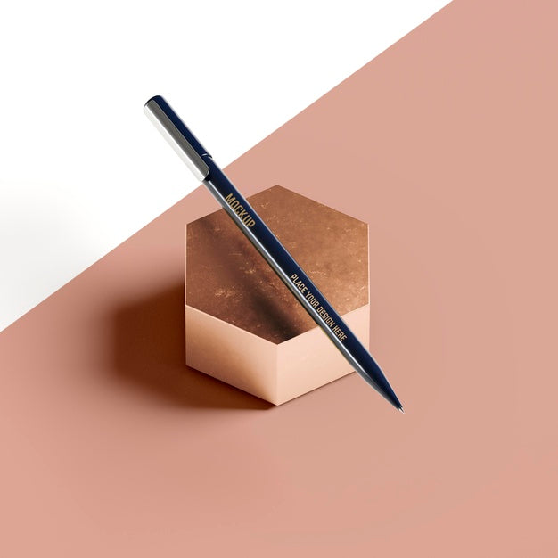 Free Pencil On Abstract Honeycomb Shape Psd