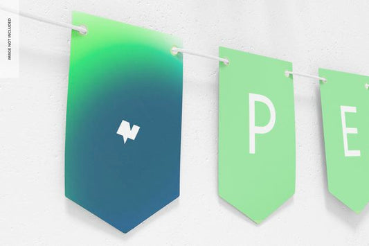 Free Pennant Banner Mockups, Close Up Psd