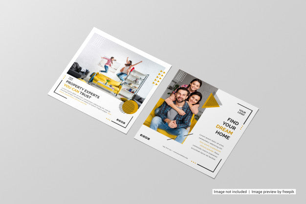 Free Perspective View Square Flyer Mockup Psd
