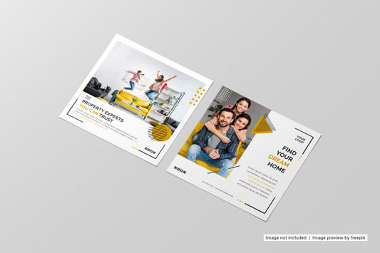 Free Perspective View Square Flyer Mockup Psd
