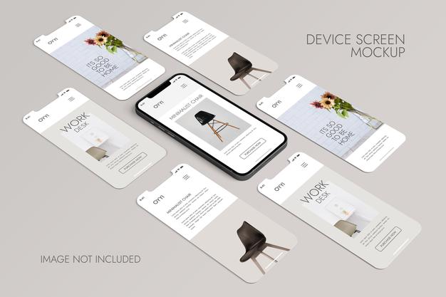 Free Phone And Screen - Ui Ux App Presentation Mockup Psd