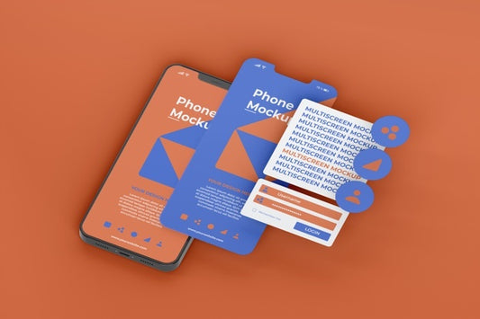 Free Phone Mockup Design Of Multiscreen Gravity Psd