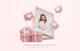 Free Pink And White Happy Birthday Mockup Psd