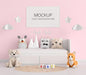 Free Pink Child Bedroom With Frame Mockup Psd