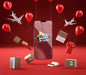 Free Pop-Up Sale Balloons And Mobile Phone On Red Background Psd