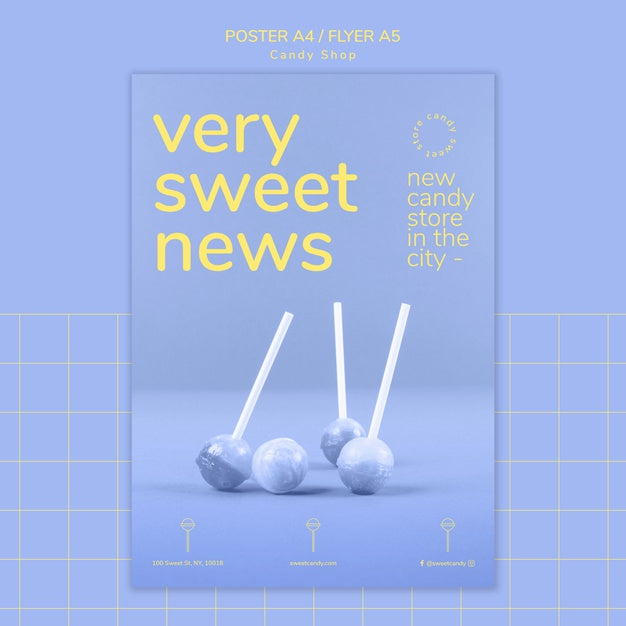 Free Poster Design For Template For Candy Shop Psd