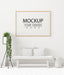Free Poster Frame In Living Room Mockup Psd