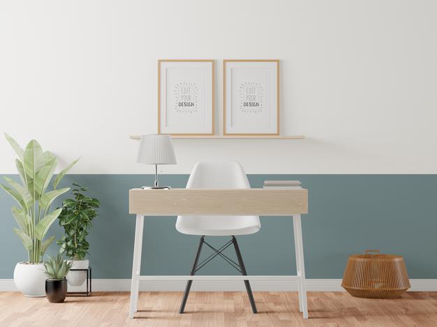 Free Poster Frame In Living Room Mockup Psd