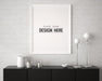 Free Poster Frame In Living Room Mockup Psd