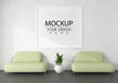 Free Poster Frame In Living Room Mockup Psd