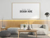 Free Poster Frame In Living Room Mockup Psd