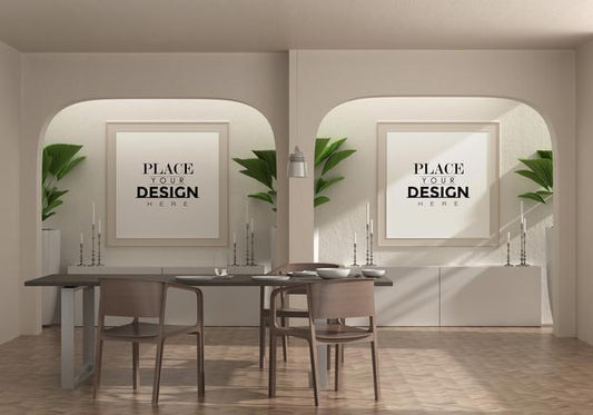 Free Poster Frame In Living Room Psd Mockup Psd