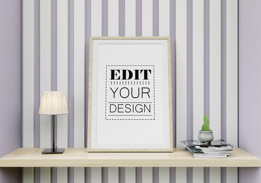 Free Poster Frame In Living Room Psd Mockup Psd