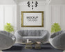 Free Poster Frame In Living Room Psd Mockup Psd