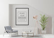 Free Poster Frame In Living Room Psd Mockup Psd