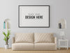 Free Poster Frame In Living Room Psd Mockup Psd