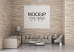 Free Poster Frame In Living Room Psd Mockup Psd