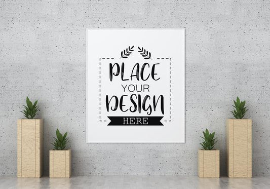 Free Poster Frame In Living Room Psd Mockup Psd