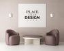 Free Poster Frame In Living Room Psd Mockup Psd