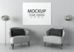 Free Poster Frame In Living Room Psd Mockup Psd