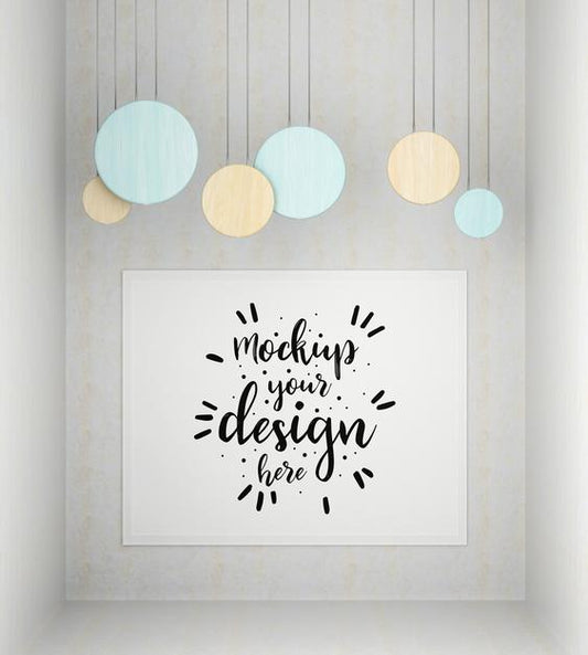 Free Poster Frame In Living Room Psd Mockup Psd