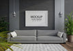 Free Poster Frame In Living Room Psd Mockup Psd