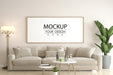 Free Poster Frame Mockup In Living Room Psd