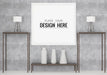 Free Poster Frame Mockup In Living Room Psd