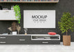 Free Poster Frame Mockup In Living Room Psd
