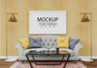 Free Poster Frame Mockup In Living Room Psd