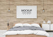 Free Poster Frame Mockup Interior In A Bedroom Psd