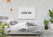 Free Poster Frame Mockup Interior In A Bedroom Psd