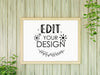 Free Poster Frame Mockup On The Wall With Plant Psd