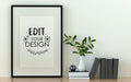 Free Poster Frame Mockup On The Wall With Plant Psd