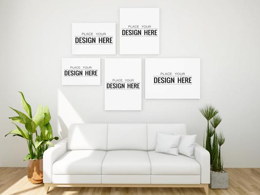 Free Poster Frame Mockup On The Wall With Plant Psd