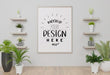 Free Poster Frame Mockup On The Wall With Plant Psd