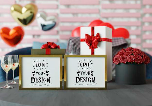 Free Poster Frame Mockup On The Wall With Plant Psd