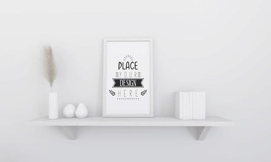 Free Poster Frame Mockup On The Wall With Plant Psd