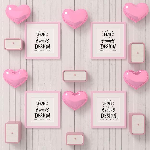 Free Poster Frames In Living Room Mockup Psd