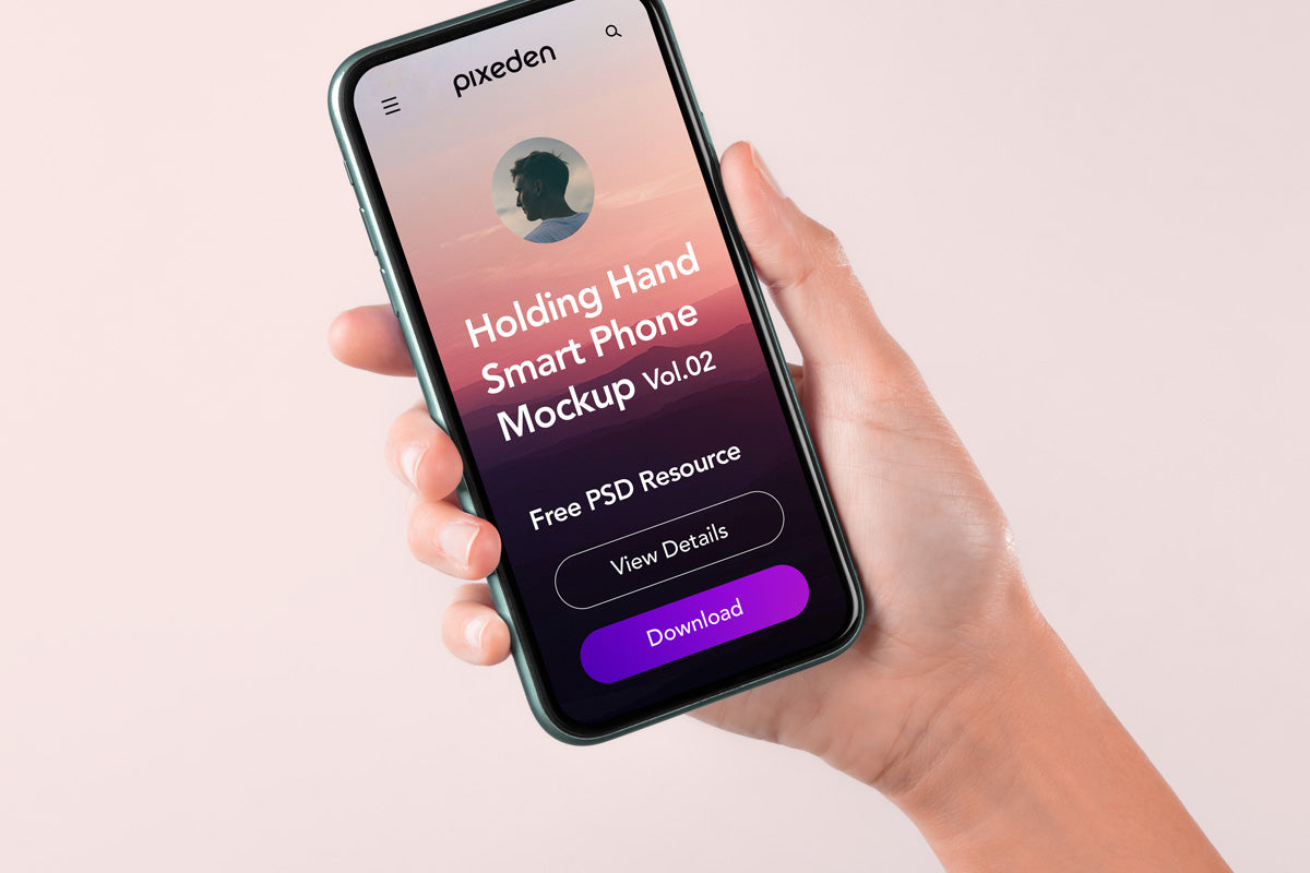 Free Psd Hand Holding Phone Mockup