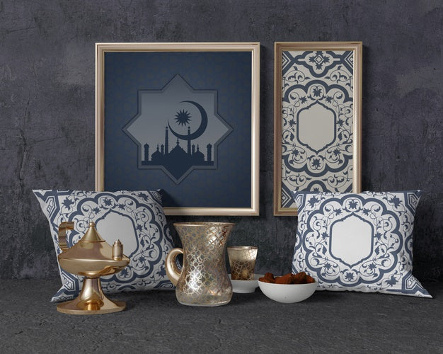 Free Ramadan Composition With Frame And Pillows Psd