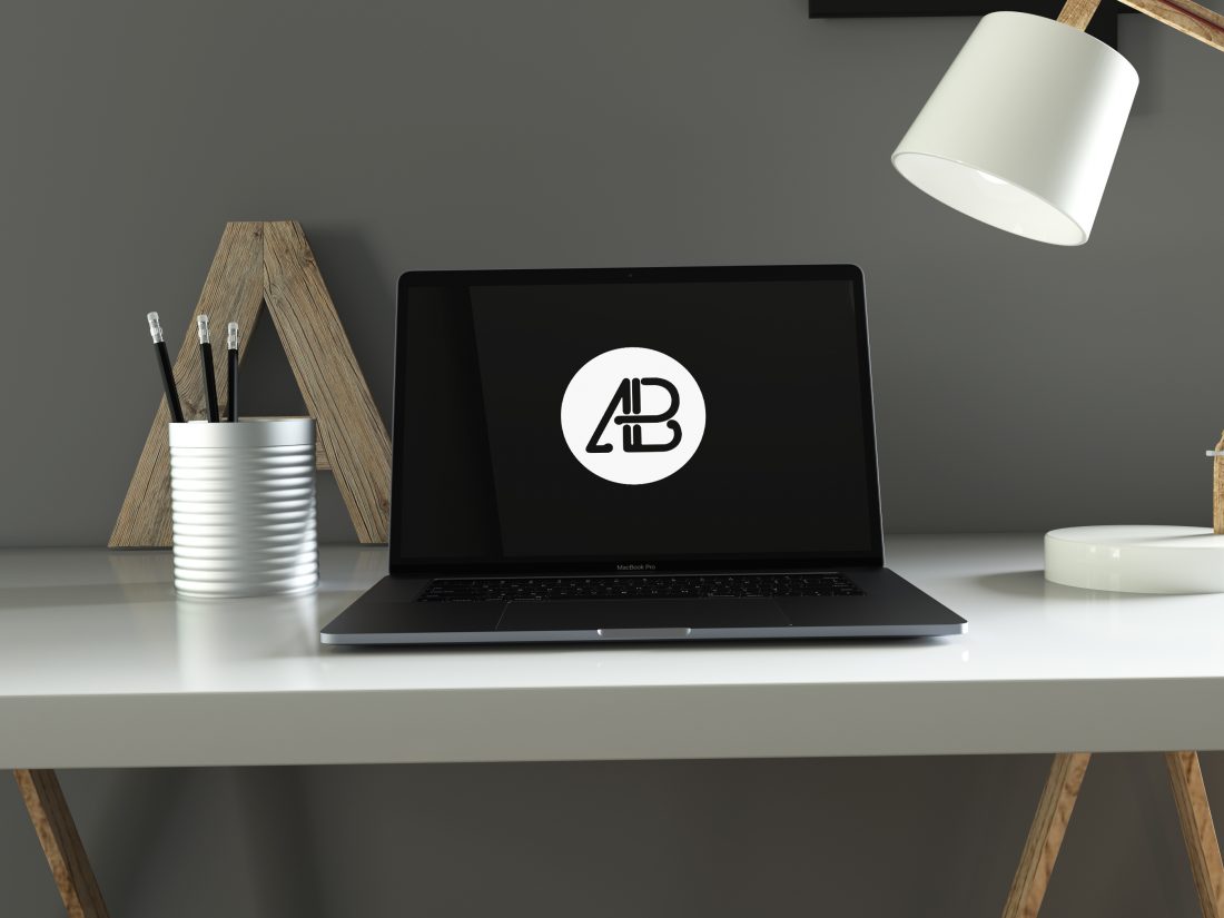 Free Realistic 2016 Space Gray Macbook Pro Mockup Vol.5