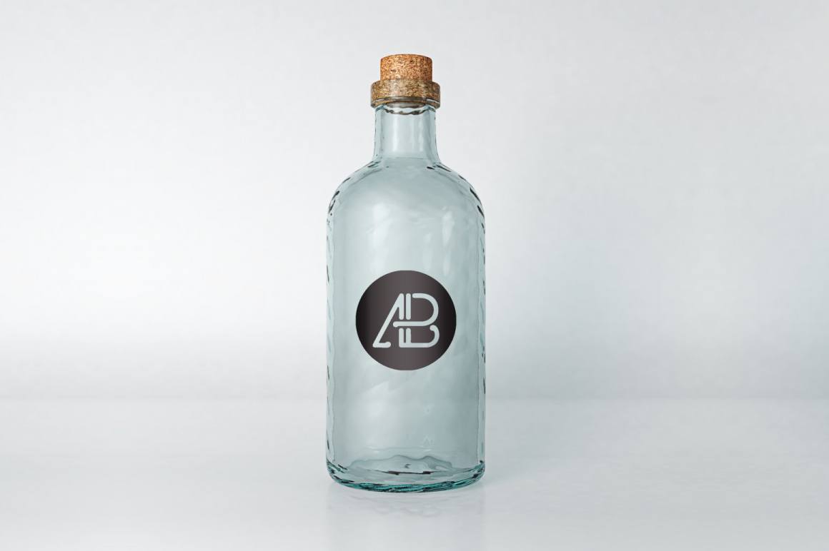 Free Realistic Glass Bottle Mockup