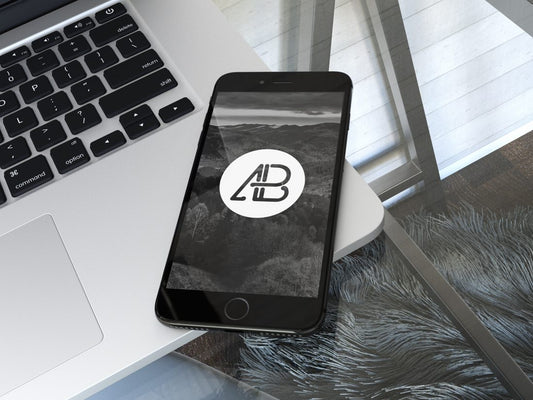 Free Realistic Jet Black Iphone 7 Plus Mockup Vol.2